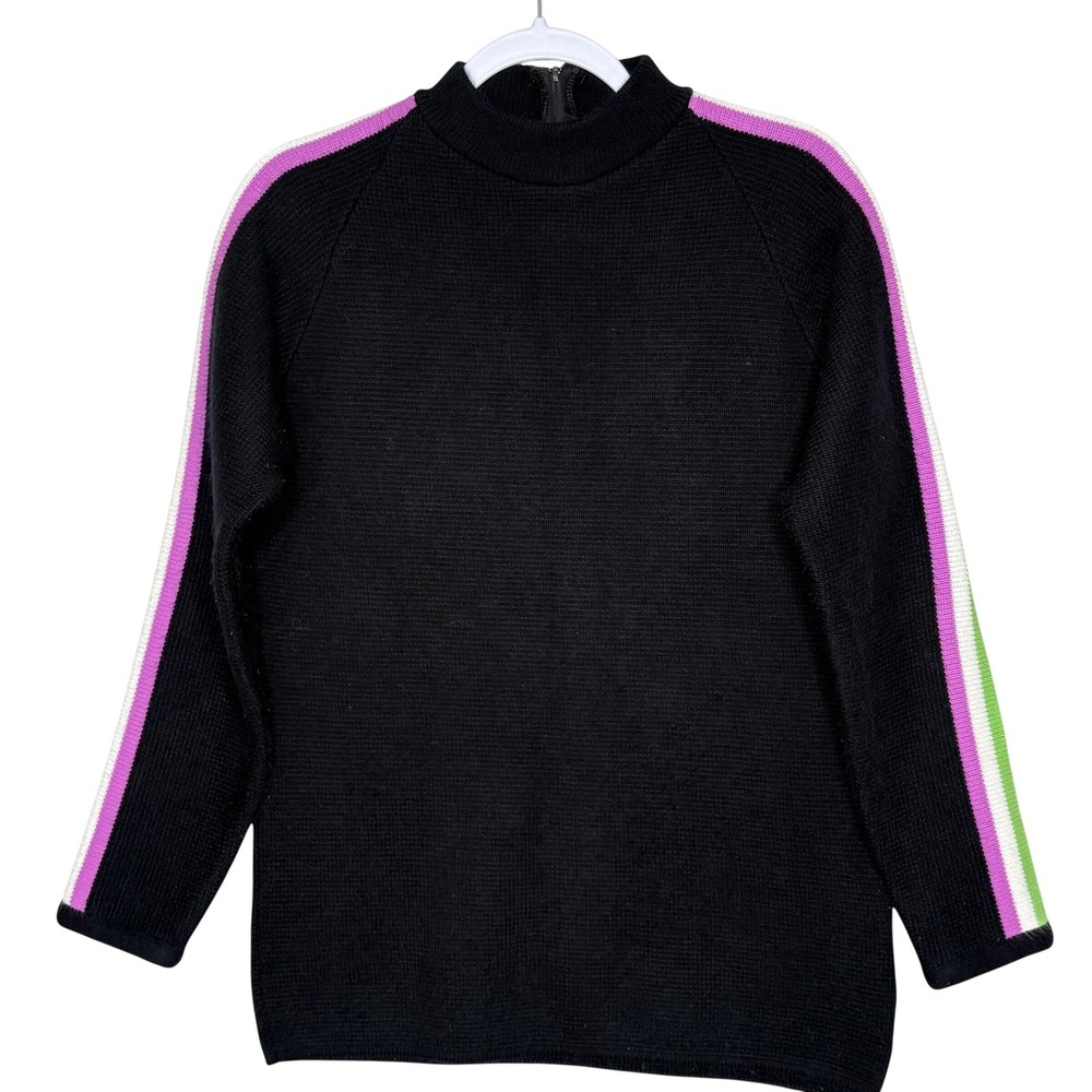Vtg 70s Arcticwear Snowmobile Racing Sweater M 38 Black Gorpcore Moto Zip Back